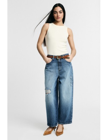 Jean à jambes larges avec détails effet usé, s’il vous plaît