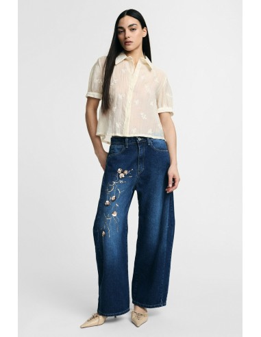 Jean large à broderie florale S'il vous plaît