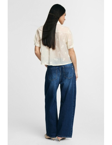 Jean large à broderie florale S'il vous plaît