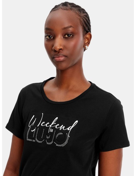 T-shirt met print en strass van Liu Jo