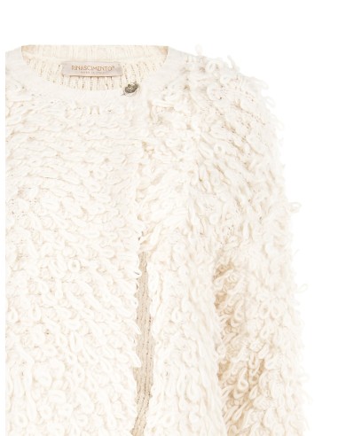 Cardigan en maille bouclée avec bouton logo Rinascimento