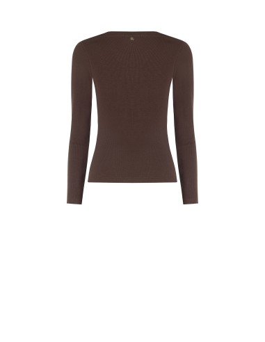 Top ajusté en mélange de coton à fines côtes avec décolleté asymétrique Rinascimento