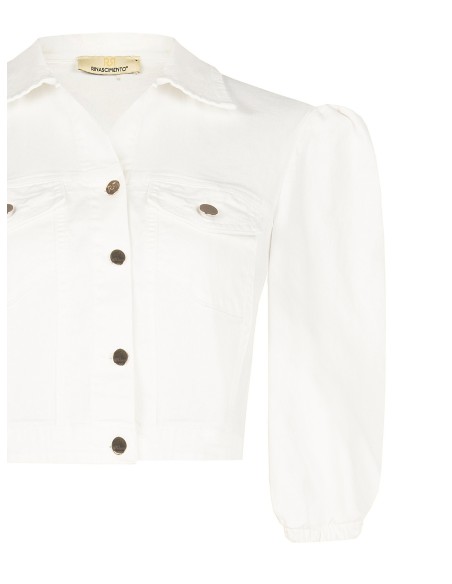 Veste en jean courte et extensible avec poches poitrine Rinascimento