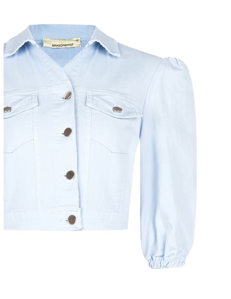 Veste en jean courte et extensible avec poches poitrine Rinascimento