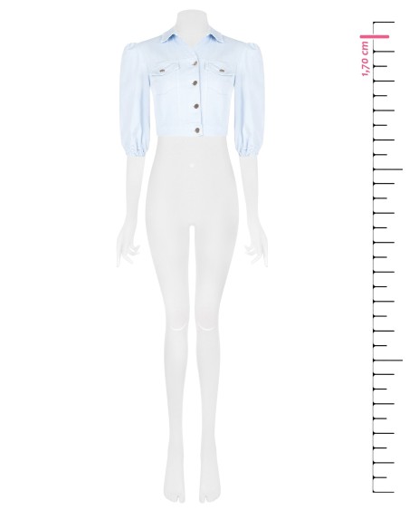 Veste en jean courte et extensible avec poches poitrine Rinascimento