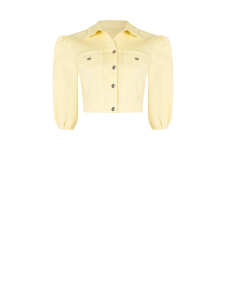 Veste en jean courte et extensible avec poches poitrine Rinascimento