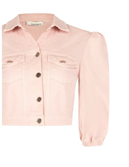 Veste en jean courte et extensible avec poches poitrine Rinascimento