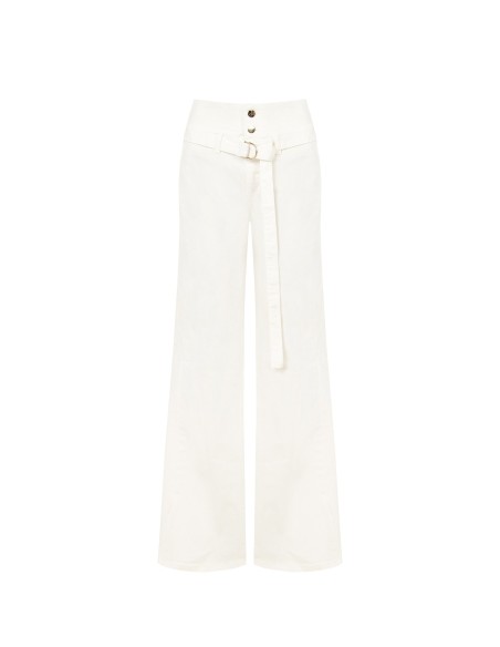 Wide leg-jeans met stretch en bijpassende riem Rinascimento