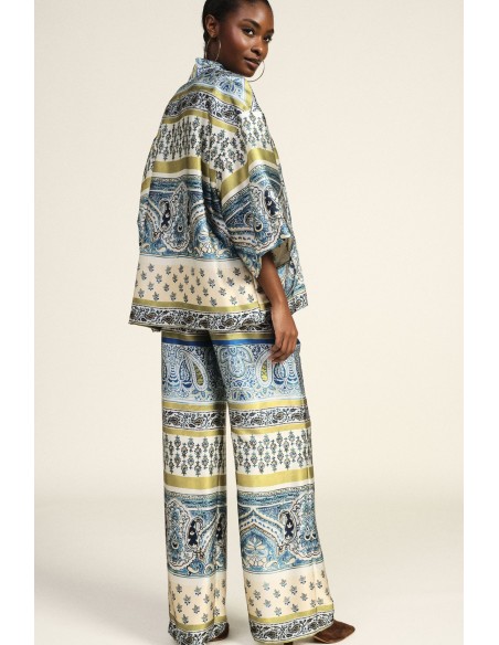 Pantalon palazzo fantaisie paisley avec détails floraux Dixie