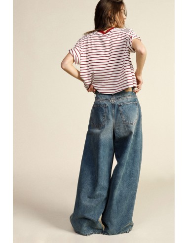 Jean large à plis et taille haute Dixie