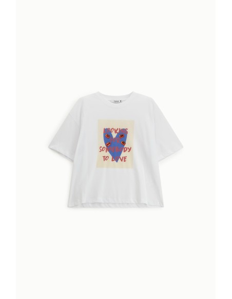 T-shirt met frontale opdruk, losvallende pasvorm en ronde hals Please