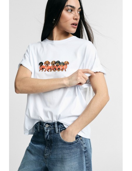 T-Shirt Teckel imprimé Fit Regular Crew Neck Please