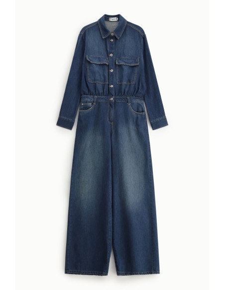 Denim jumpsuit met regular fit en zakken aan de voorkant alstublieft
