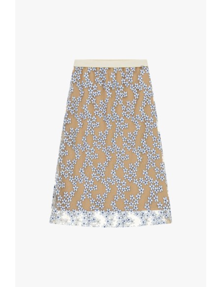 Jupe crayon mi-longue avec broderie florale Dixie