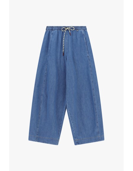 Wijde palazzo-broek met elastische taille en trekkoord Dixie