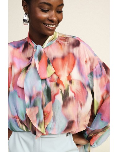 Blouse fantaisie avec nœud et bas asymétrique Dixie