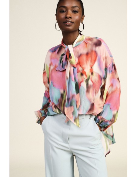 Blouse fantaisie avec nœud et bas asymétrique Dixie