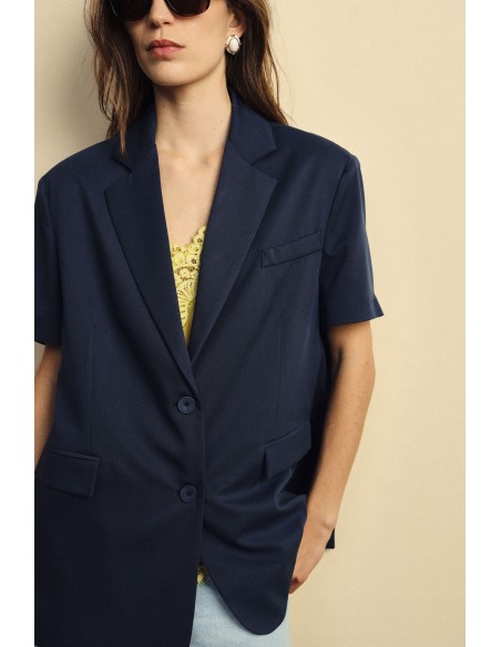 Dixie blazer met korte mouwen en paspelzakken