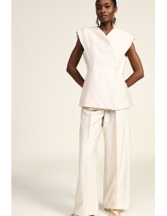 Pantalon palazzo taille haute avec plis sur le devant Dixie