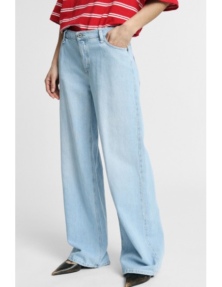 Jean large à taille haute, cinq pochesVeuillez
