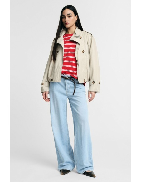 Jean large à taille haute, cinq pochesVeuillez