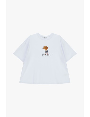 T-shirt ample avec imprimé graphique de chien sur le devant Please