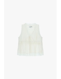 Top sans manches avec détails en dentelle et volant Please 2