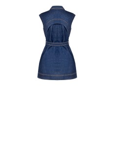 Korte jurk van stretchdenim met zakken en bijpassende riem Rinascimento 2