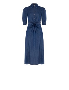 Midi-overhemdjurk van lichte denim met 3/4-mouwen en bijpassende ceintuur van Rinascimento