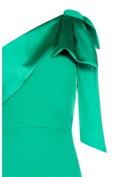 Robe longue évasée en scuba crêpe avec nœud en satin Rinascimento