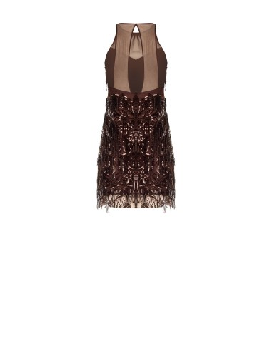 Robe courte en tulle avec broderies et franges de sequins Rinascimento