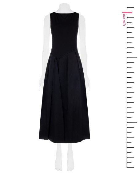 Lange jurk met 2-delige look: jersey top en geplooide katoenen rok van Rinascimento
