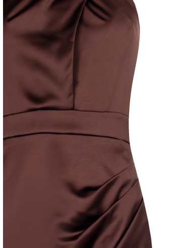 Robe longue en satin croisé avec décolleté tressé Rinascimento