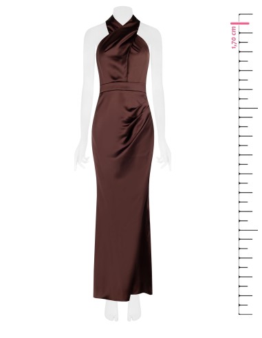 Robe longue en satin croisé avec décolleté tressé Rinascimento