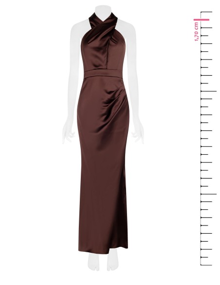 Robe longue en satin croisé avec décolleté tressé Rinascimento