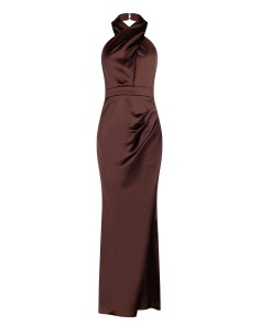 Robe longue portefeuille en satin avec décolleté croisé Rinascimento