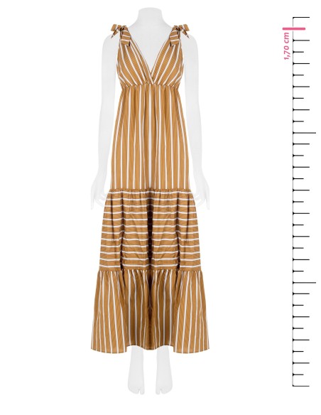 Robe longue à rayures en viscose mélangée avec double encolure en V Rinascimento