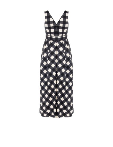Robe longue en coton mélangé à encolure en V froncée avec ceinture rigide coordonnée en Rinascimento