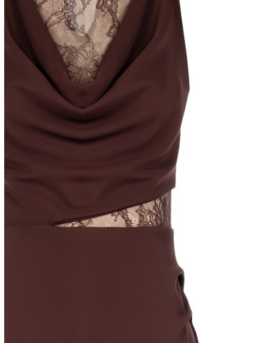 Robe longue en tissu fluide avec empiècements en dentelle Rinascimento