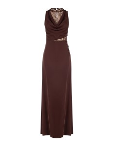 Robe longue en tissu fluide avec empiècements en dentelle Rinascimento