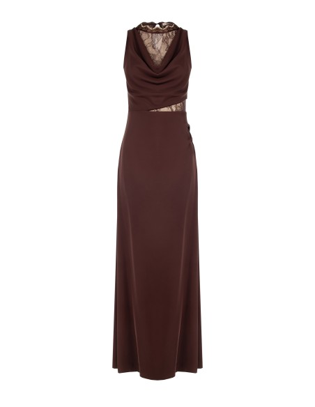 Robe longue en tissu fluide avec empiècements en dentelle Rinascimento
