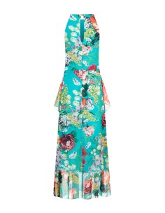 Robe longue en Georgette à fleurs avec volants aux hanches Rinascimento 2