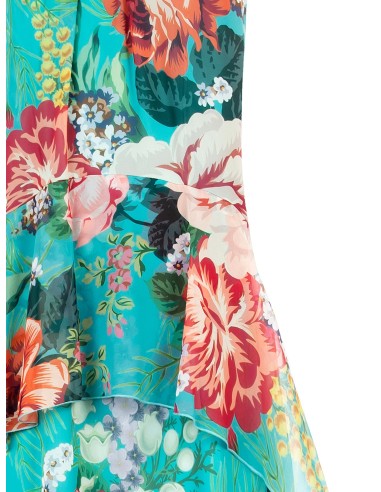 Robe longue en Georgette à fleurs avec volants aux hanches Rinascimento