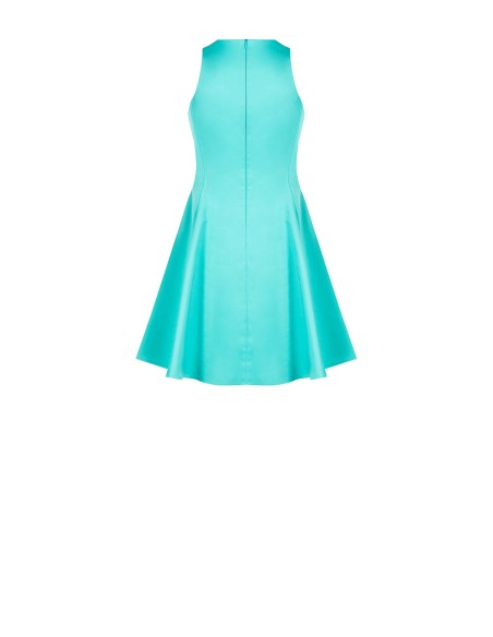 Robe courte structurée en coton mélangé froncée avec nœud papillon et bijou Rinascimento