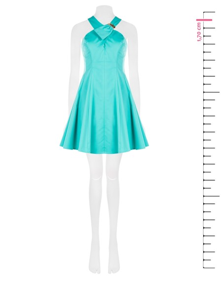 Robe courte structurée en coton mélangé froncée avec nœud papillon et bijou Rinascimento