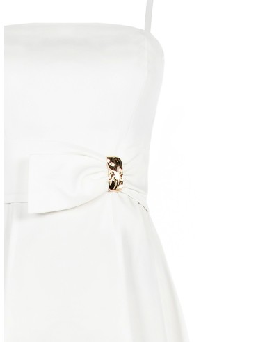 Robe midi structurée en coton mélangé avec nœud papillon et bijou Rinascimento
