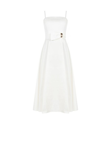 Robe midi structurée en coton mélangé avec nœud papillon et bijou Rinascimento