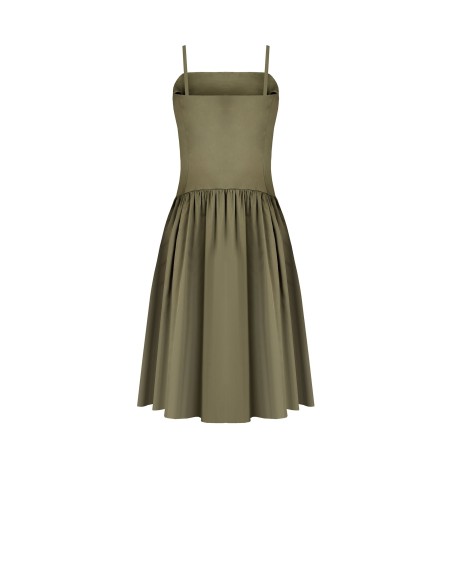 Robe évasée au genou en mélange de coton avec corsage plissé Rinascimento