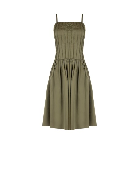Robe évasée au genou en mélange de coton avec corsage plissé Rinascimento