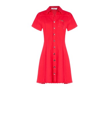 Robe courte cintrée en denim extensible avec ourlet effiloché Rinascimento